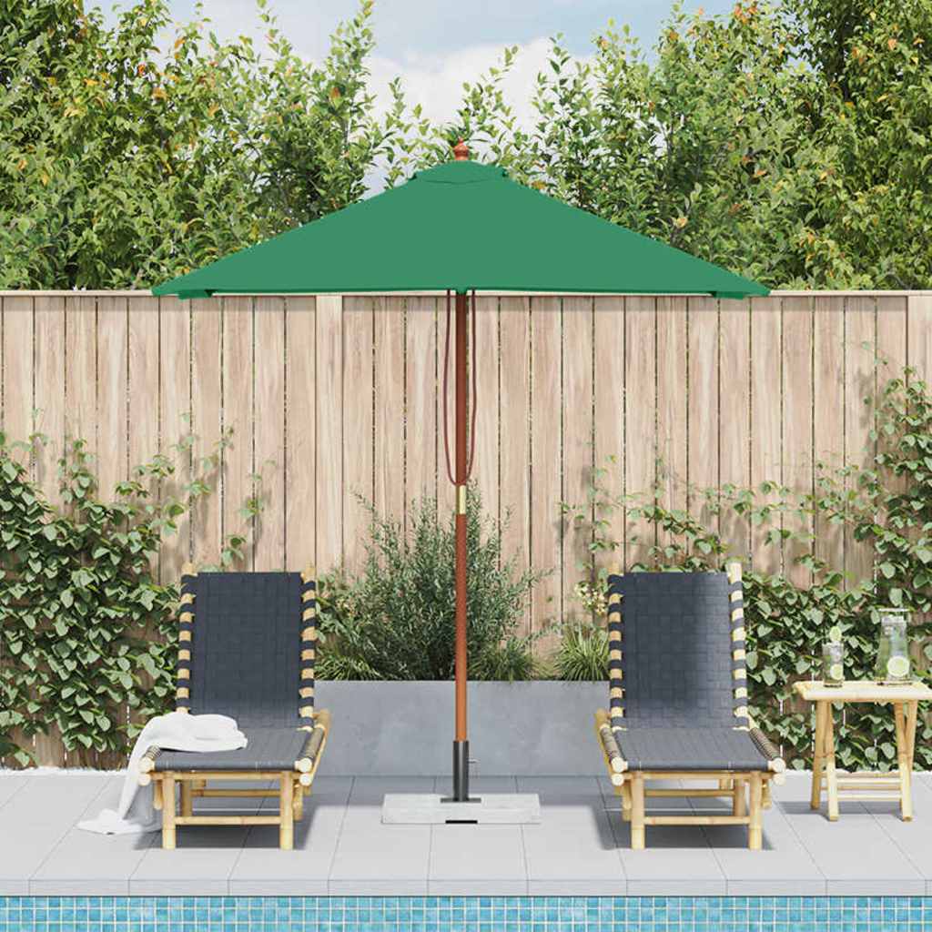 vidaXL Parasol ogrodowy na drewnianym słupku, 150 x 200 cm, zielony