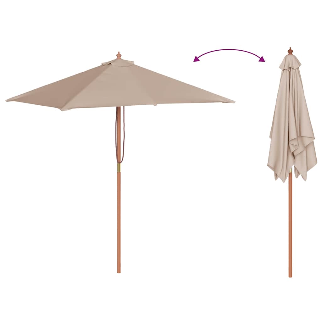vidaXL Parasol ogrodowy na drewnianym słupku, 150 x 200 cm, taupe