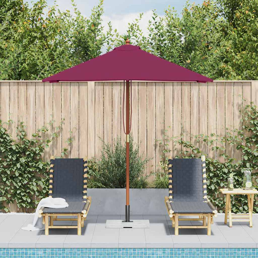 vidaXL Parasol ogrodowy na drewnianym słupku, 150 x 200 cm, bordowy