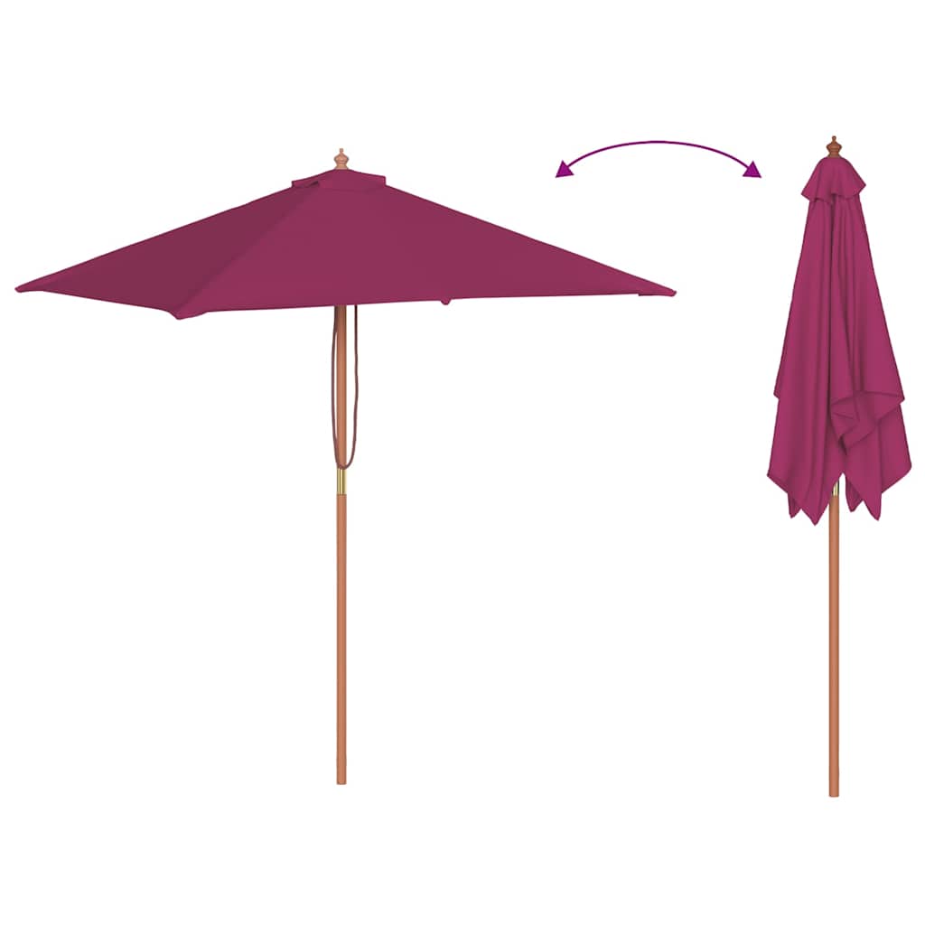 vidaXL Parasol ogrodowy na drewnianym słupku, 150 x 200 cm, bordowy