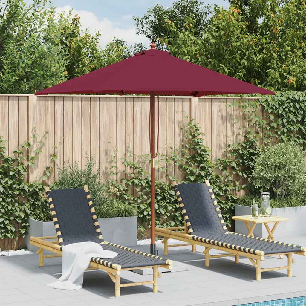 vidaXL Parasol ogrodowy na drewnianym słupku, 150 x 200 cm, bordowy