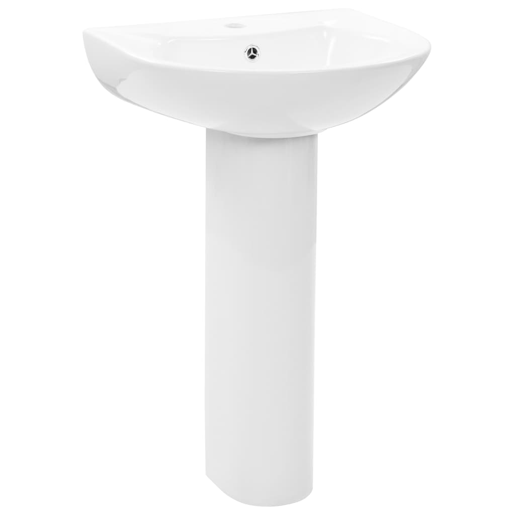 vidaXL Umywalka z postumentem, ceramiczna, biała, 520x440x190 mm