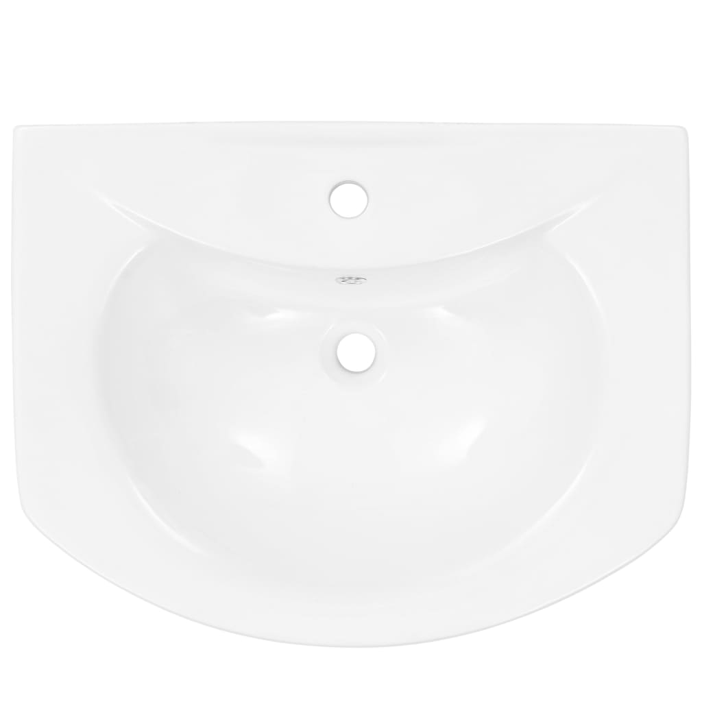 vidaXL Umywalka z postumentem, ceramiczna, biała, 650x520x200 mm
