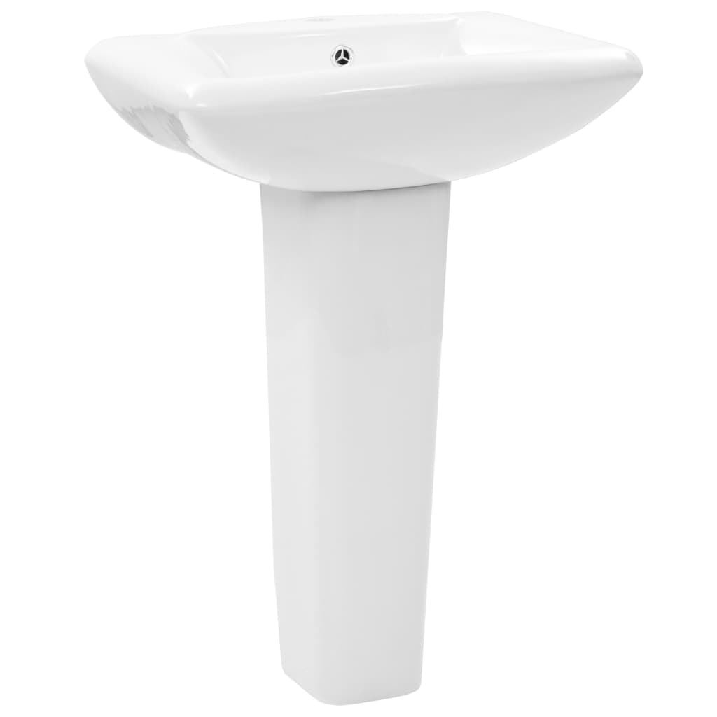 vidaXL Umywalka z postumentem, ceramiczna, biała, 580x470x200 mm