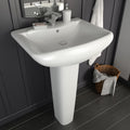 vidaXL Umywalka z postumentem, ceramiczna, biała, 580x470x200 mm