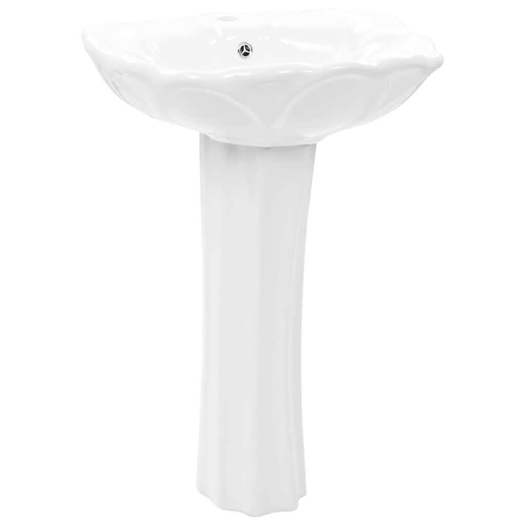 vidaXL Umywalka z postumentem, ceramiczna, biała, 580x510x200 mm