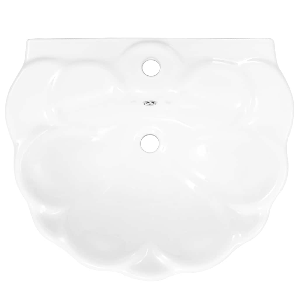 vidaXL Umywalka z postumentem, ceramiczna, biała, 580x510x200 mm