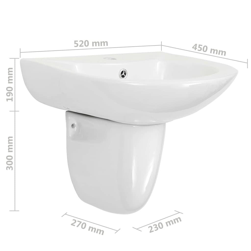 vidaXL Umywalka Biały 52 x 45 x 49 cm Glazurowana ceramika