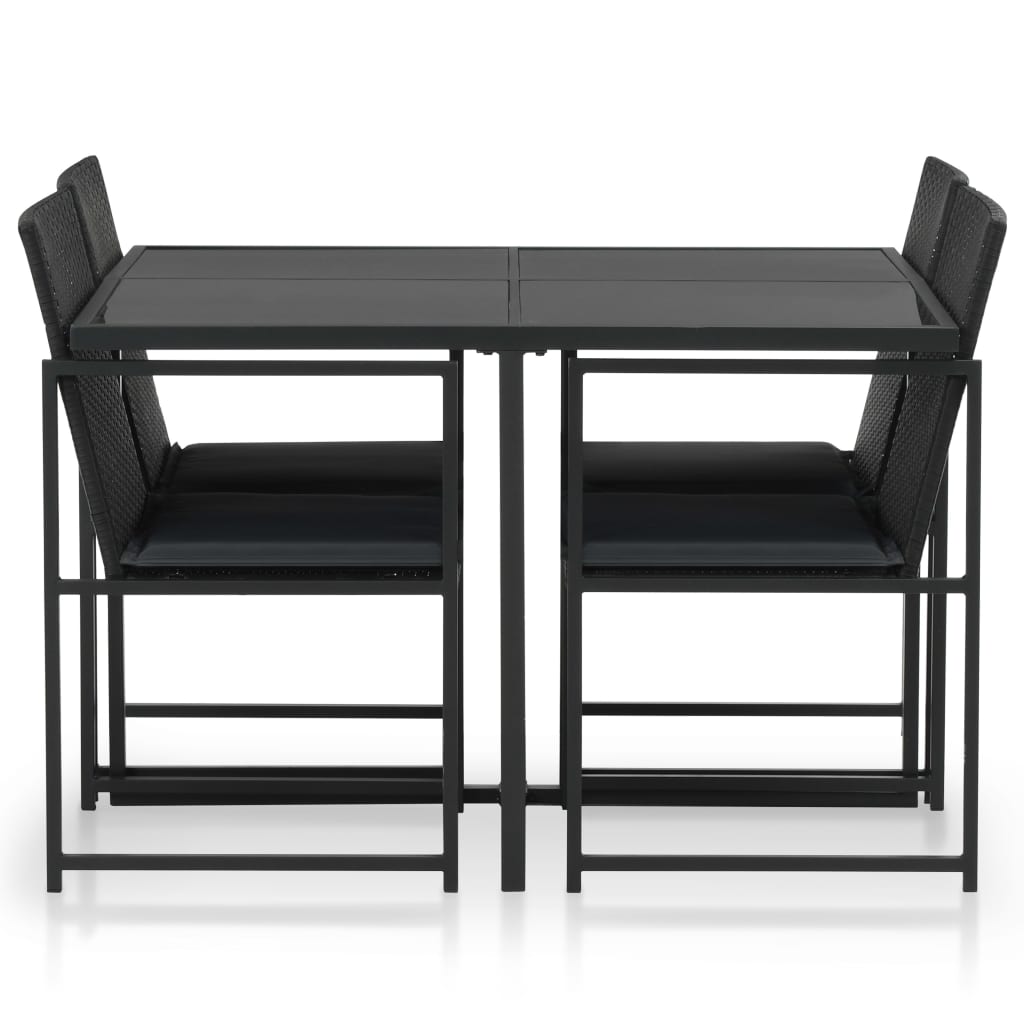 vidaXL 5-cz. zestaw mebli ogrodowych z poduszkami, rattan PE, czarny
