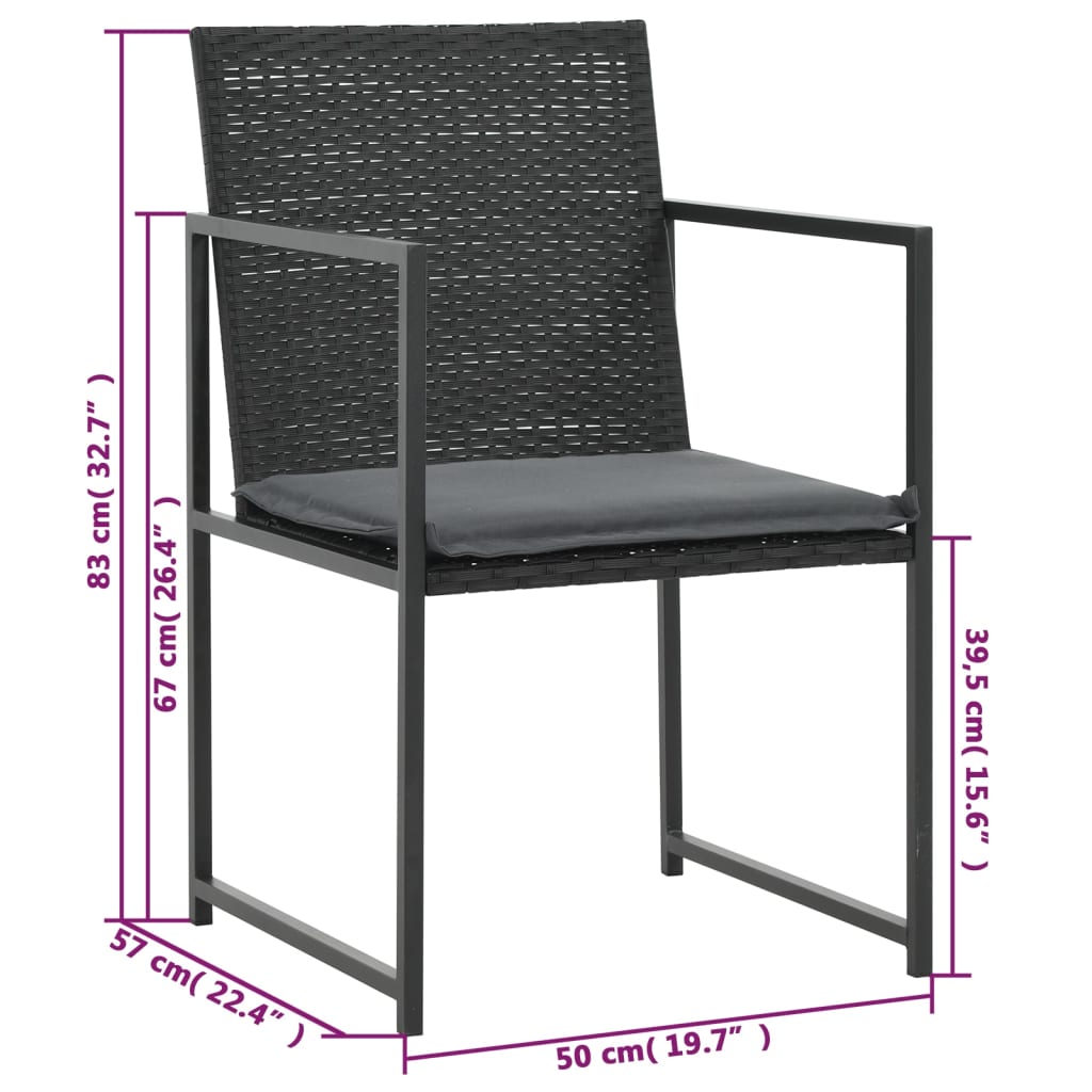 vidaXL 5-cz. zestaw mebli ogrodowych z poduszkami, rattan PE, czarny