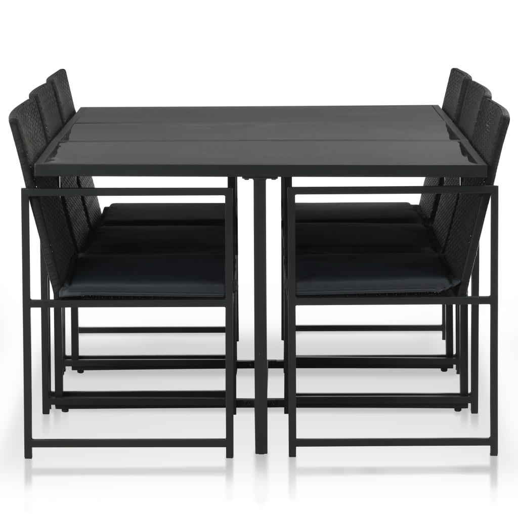 vidaXL 7-cz. zestaw mebli ogrodowych z poduszkami, rattan PE, czarny