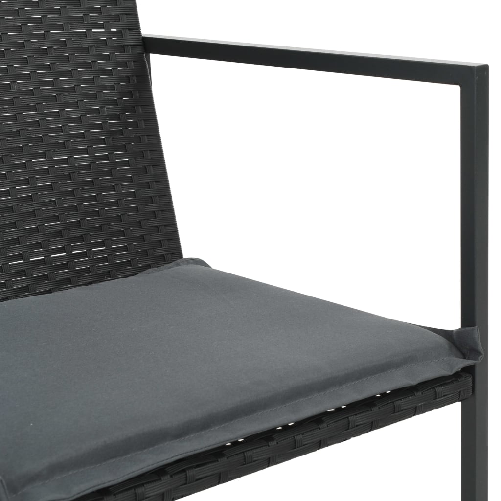 vidaXL 7-cz. zestaw mebli ogrodowych z poduszkami, rattan PE, czarny