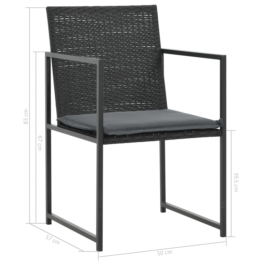 vidaXL 7-cz. zestaw mebli ogrodowych z poduszkami, rattan PE, czarny