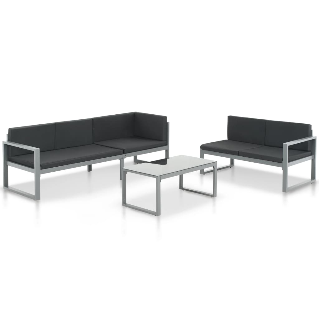 vidaXL 3-częściowy zestaw wypoczynkowy do ogrodu, aluminium, czarny