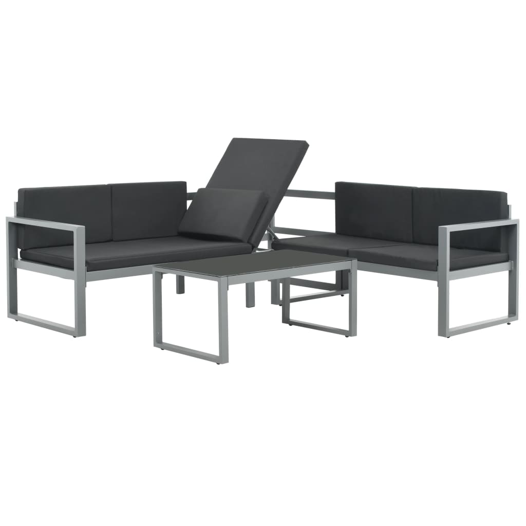 vidaXL 3-częściowy zestaw wypoczynkowy do ogrodu, aluminium, czarny