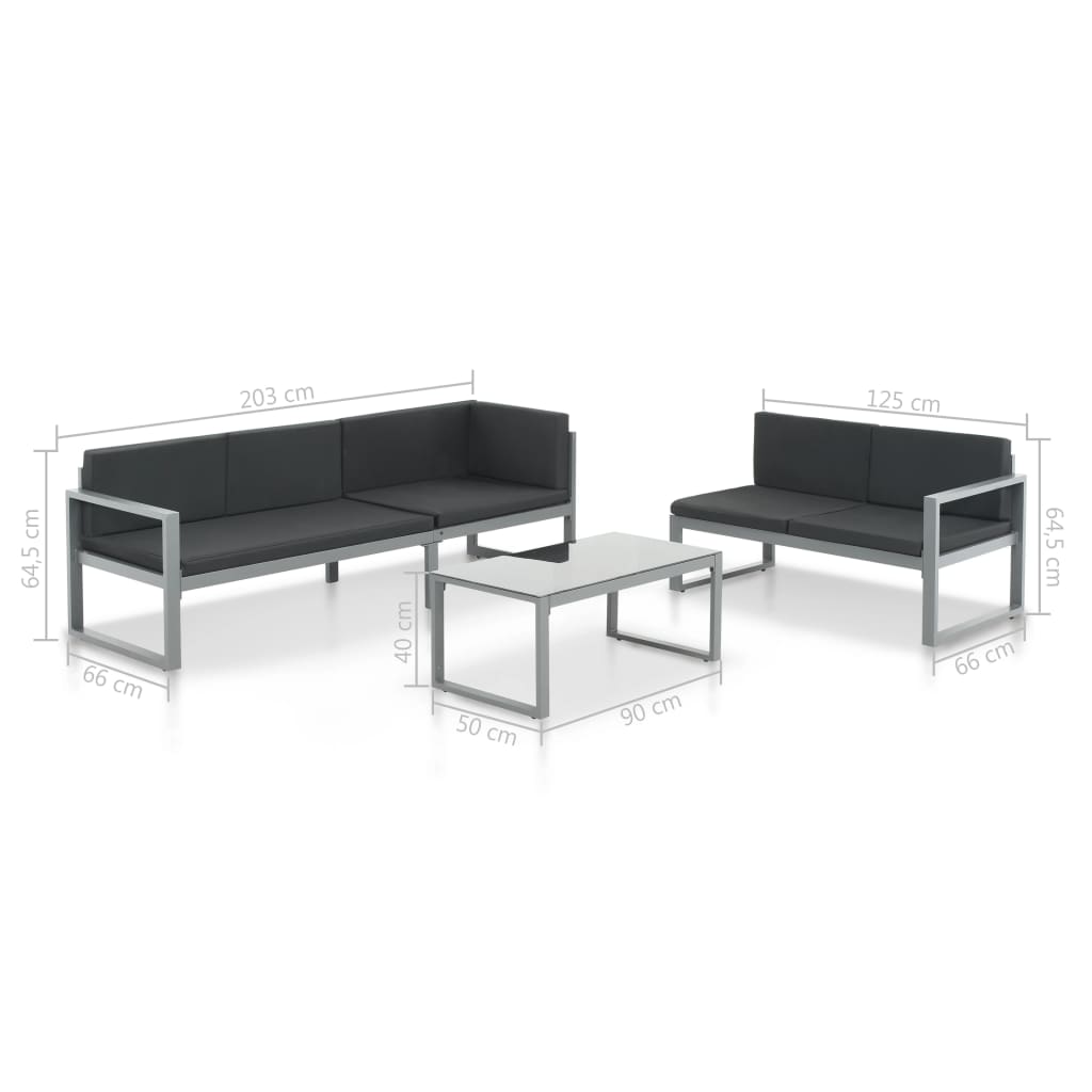 vidaXL 3-częściowy zestaw wypoczynkowy do ogrodu, aluminium, czarny