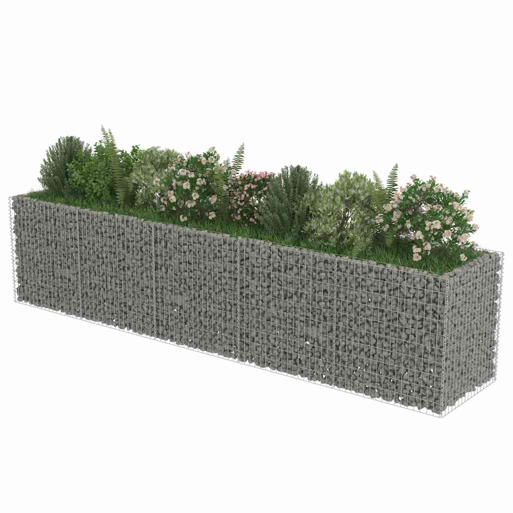 vidaXL Podwyższona donica gabionowa, galwanizowana stal, 450x90x100 cm