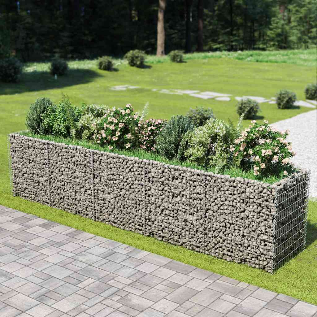 vidaXL Podwyższona donica gabionowa, galwanizowana stal, 450x90x100 cm