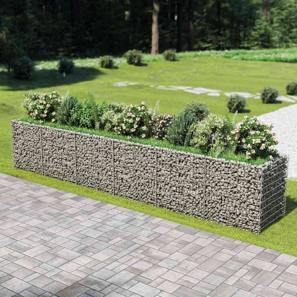 vidaXL Podwyższona donica gabionowa, galwanizowana stal, 540x90x100 cm