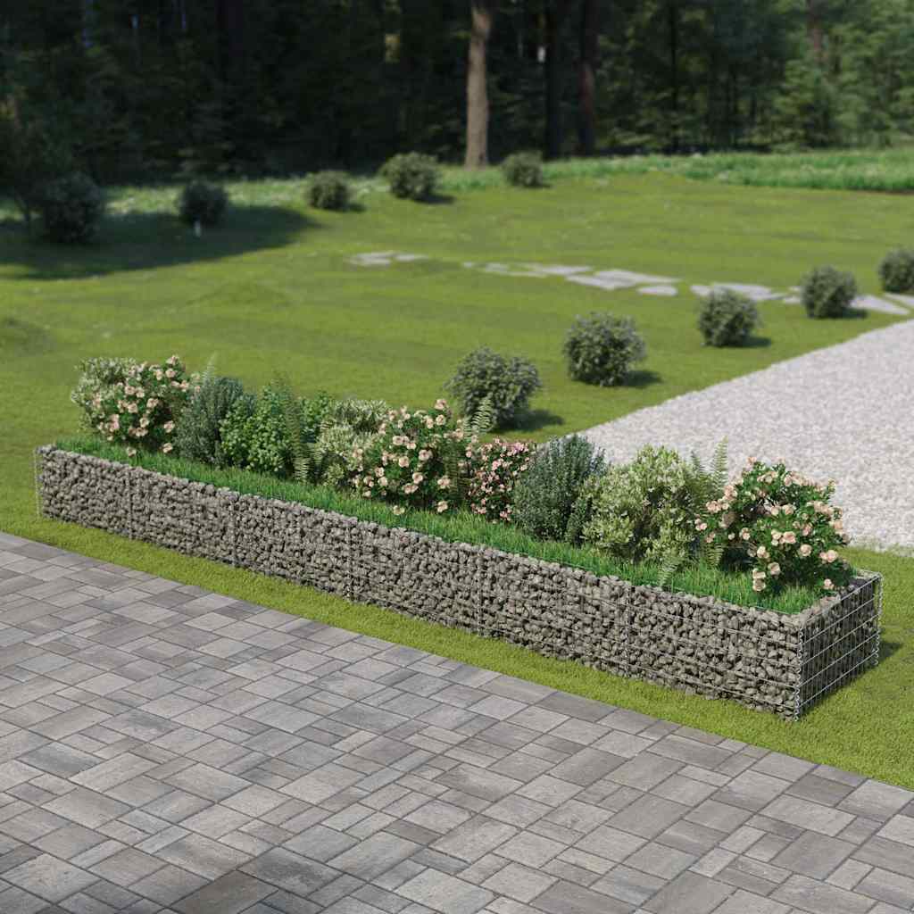 vidaXL Podwyższona donica gabionowa, galwanizowana stal, 540x90x50 cm