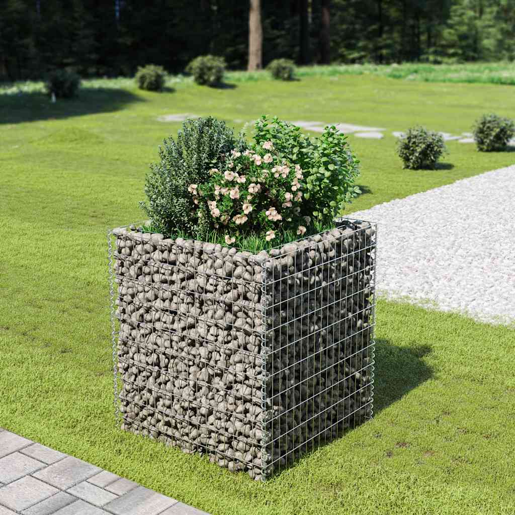 vidaXL Podwyższona donica gabionowa, galwanizowana stal, 90x90x100 cm