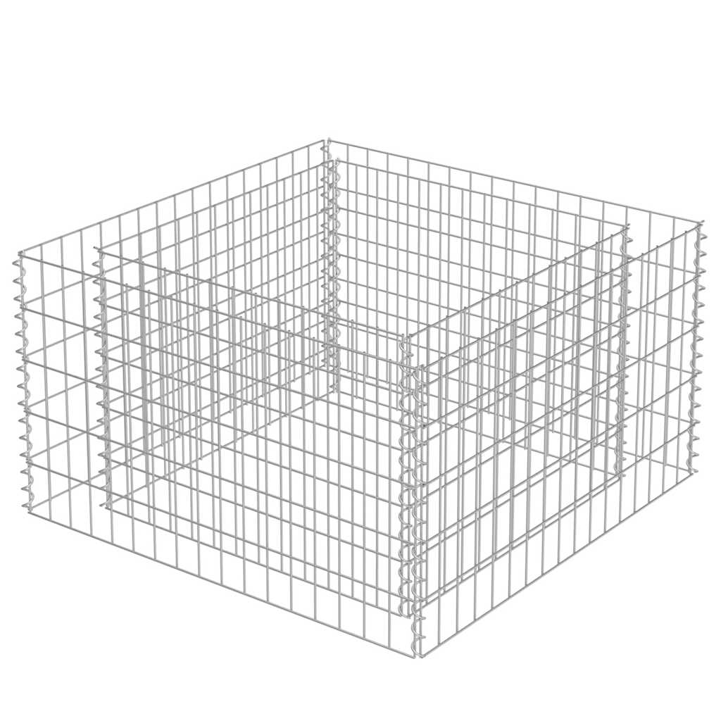 vidaXL Podwyższona donica gabionowa, galwanizowana stal, 90x90x50 cm