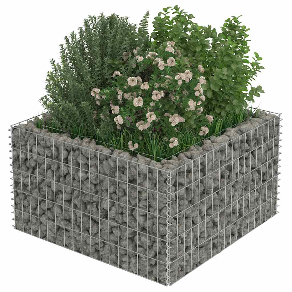 vidaXL Podwyższona donica gabionowa, galwanizowana stal, 90x90x50 cm