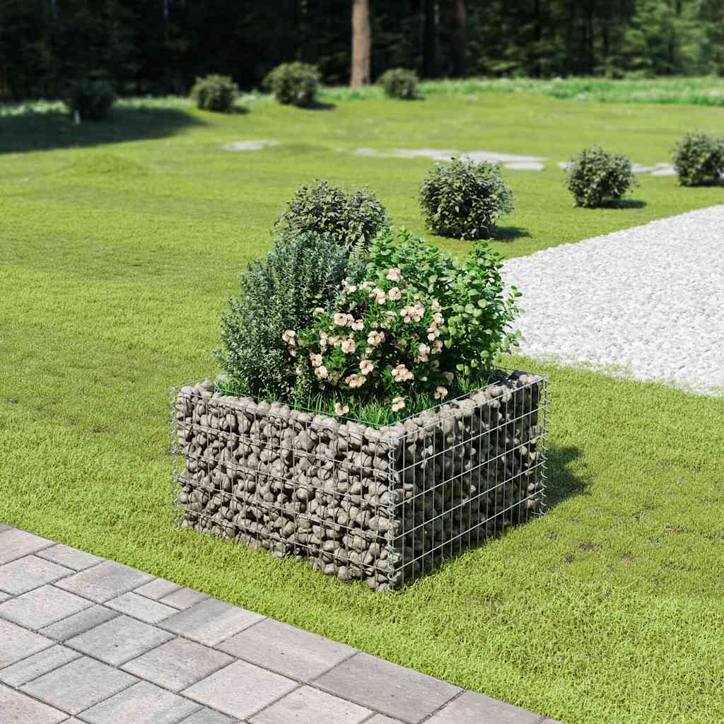 vidaXL Podwyższona donica gabionowa, galwanizowana stal, 90x90x50 cm