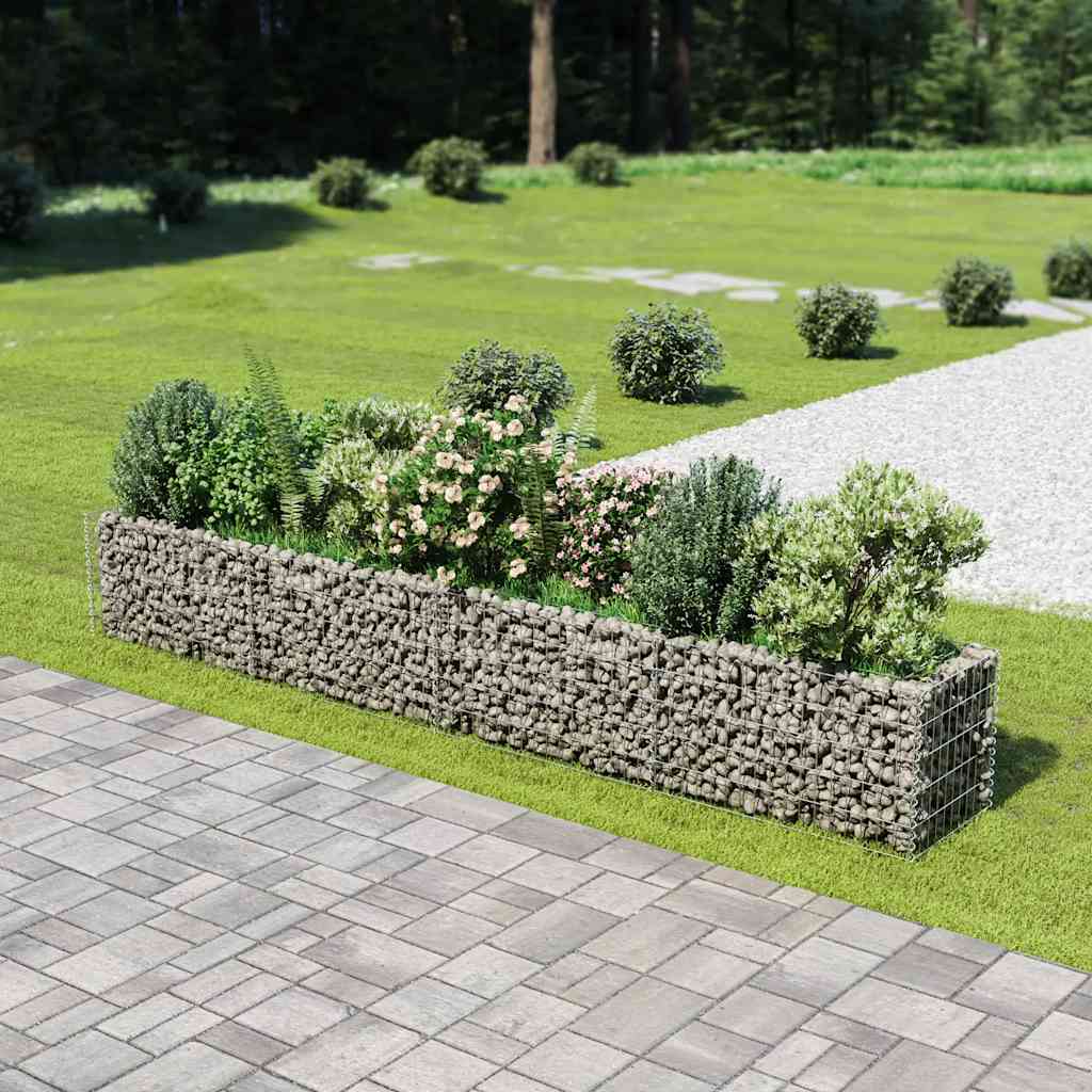 vidaXL Podwyższona donica gabionowa, galwanizowana stal, 360x50x50 cm