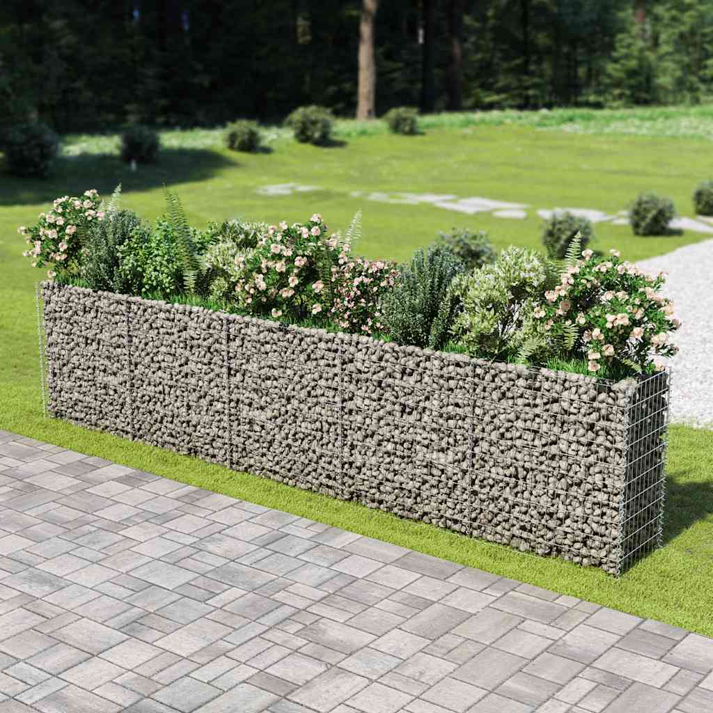 vidaXL Podwyższona donica gabionowa, galwanizowana stal, 450x50x100 cm
