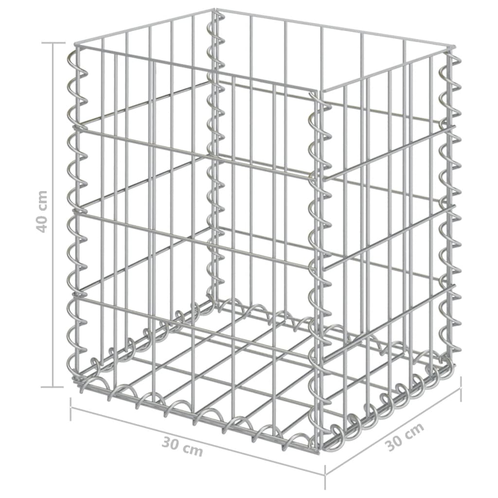 vidaXL Kosze gabionowe, 2 szt., galwanizowana stal, 30x30x40 cm