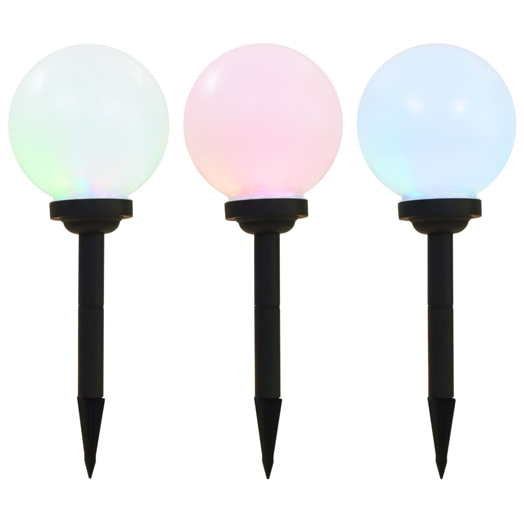 vidaXL Kuliste lampy solarne na zewnątrz, 3 szt., LED, 20 cm, RGB