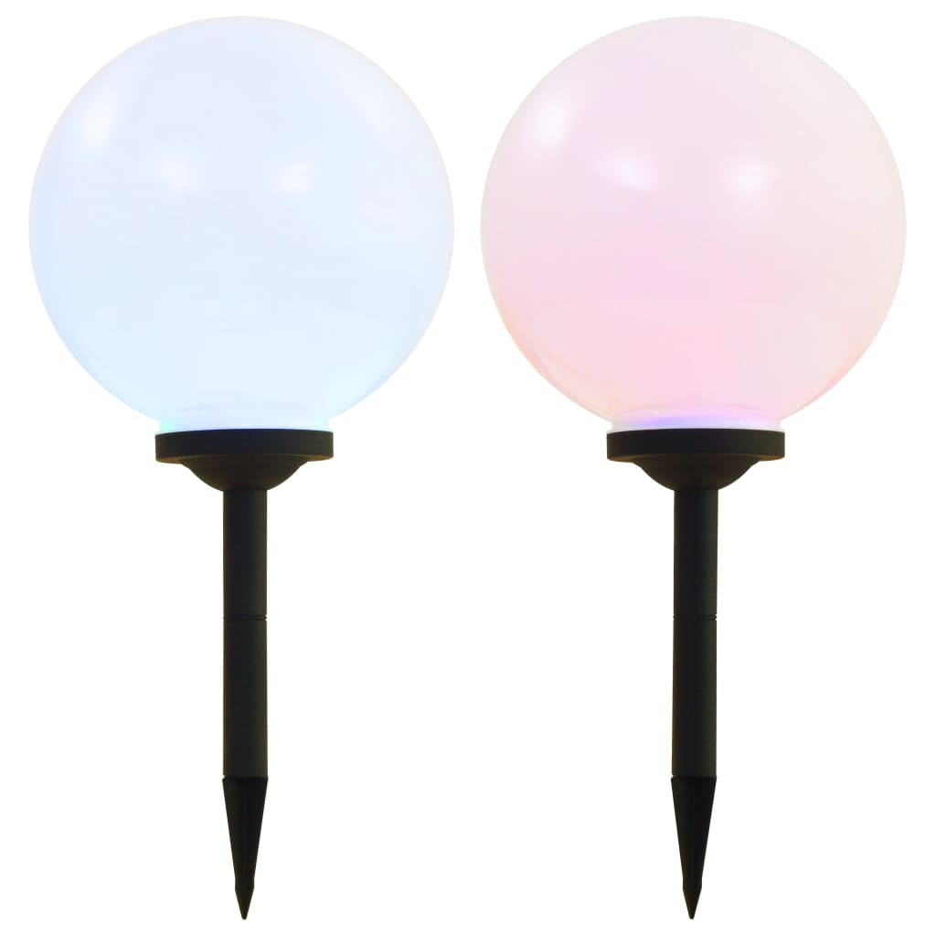 vidaXL Kuliste lampy solarne na zewnątrz, 2 szt., LED, 30 cm, RGB