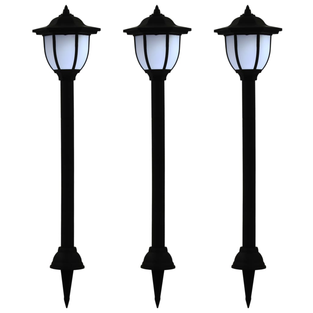 vidaXL Zewnętrzne lampy solarne LED, 3 szt., czarne