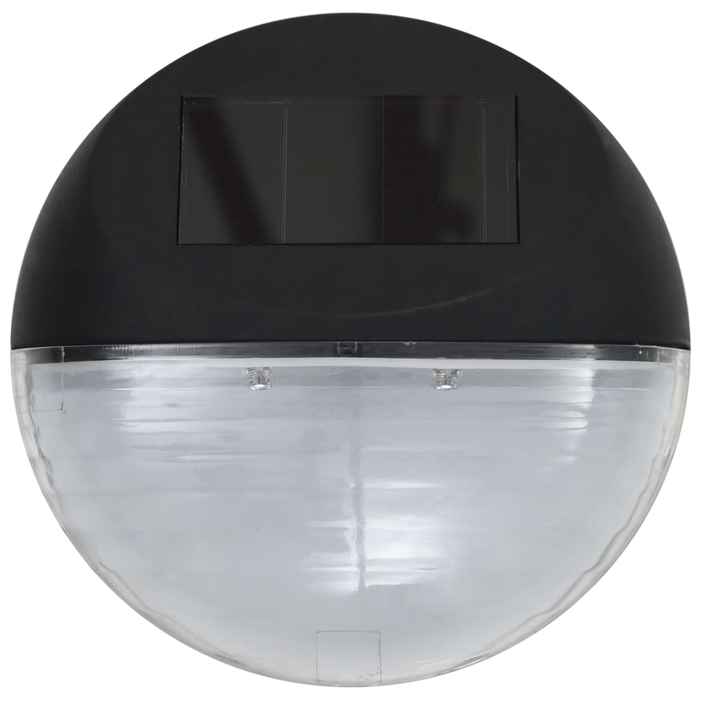 vidaXL Ścienne lampy solarne LED na zewnątrz, 12 szt, okrągłe, czarne