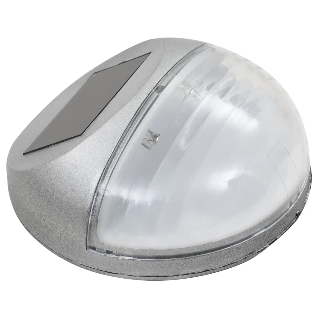 vidaXL Ścienne lampy solarne LED na zewnątrz, 12 szt, okrągłe, srebrne