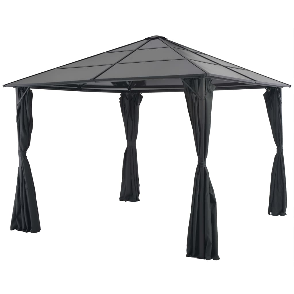 vidaXL Altana ogrodowa z zasłonami, aluminiowa, 3 x 3 m, czarna