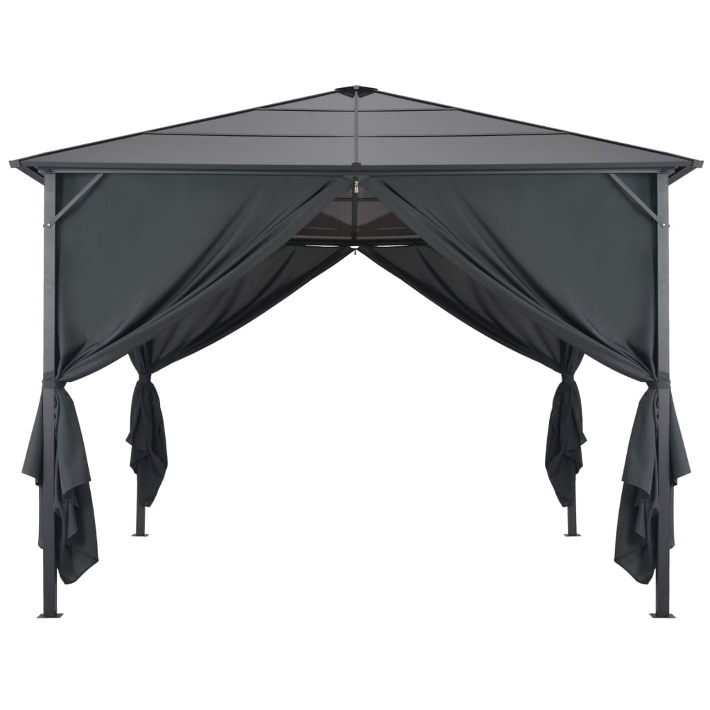 vidaXL Altana ogrodowa z zasłonami, aluminiowa, 3 x 3 m, czarna