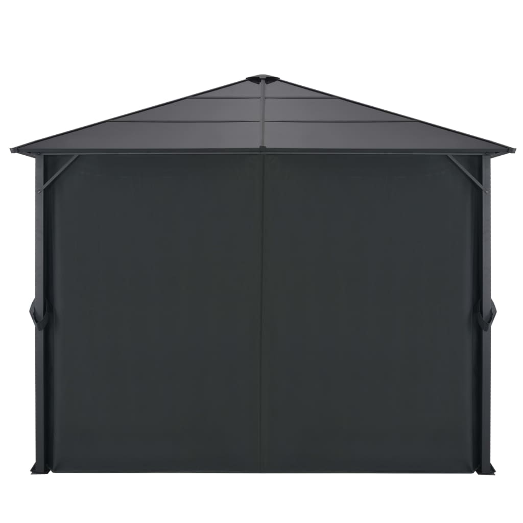 vidaXL Altana ogrodowa z zasłonami, aluminiowa, 3 x 3 m, czarna