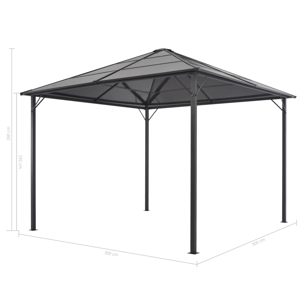 vidaXL Altana ogrodowa z zadaszeniem, aluminiowa, 3 x 3 m, antracytowa