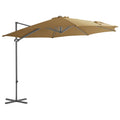 vidaXL Parasol wiszący ze stalowym słupkiem, 300 cm, taupe