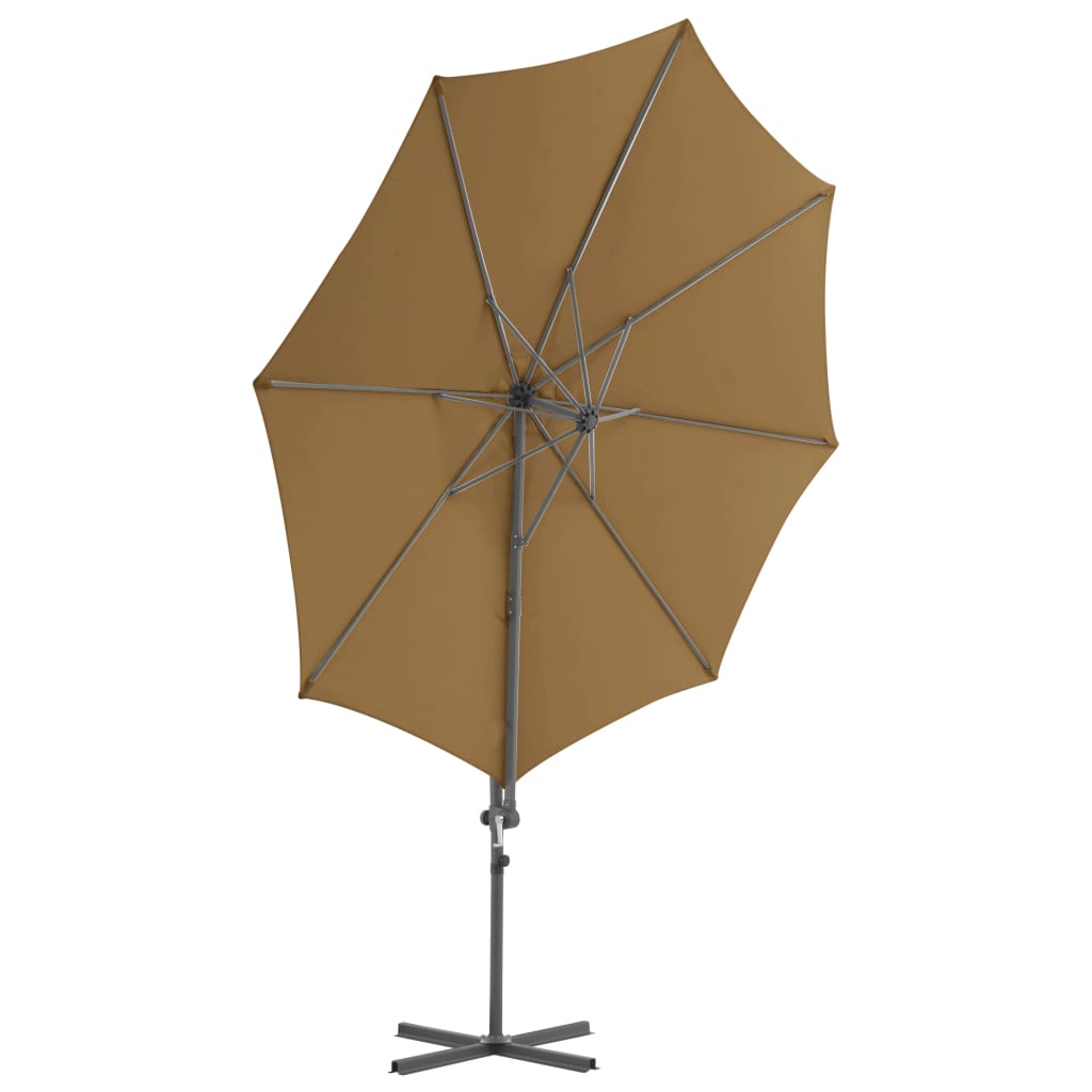 vidaXL Parasol wiszący ze stalowym słupkiem, 300 cm, taupe