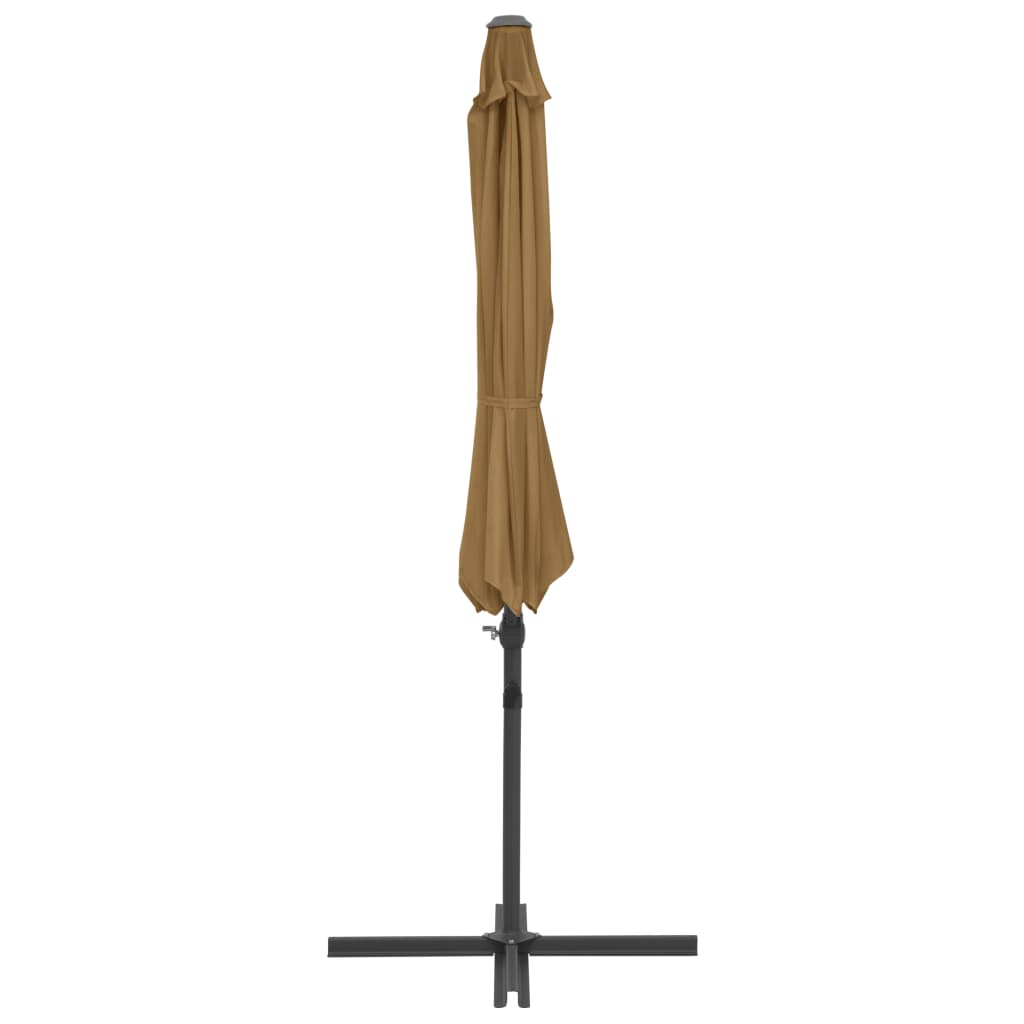 vidaXL Parasol wiszący ze stalowym słupkiem, 300 cm, taupe
