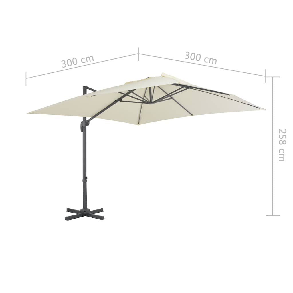 vidaXL Parasol ogrodowy Cantilever z aluminiowym słupkiem 300x300 cm, piaskowy