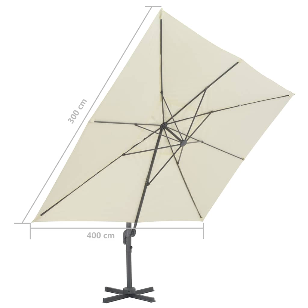 vidaXL Parasol ogrodowy Cantilever z aluminiowym słupkiem 400x300 cm, piaskowy