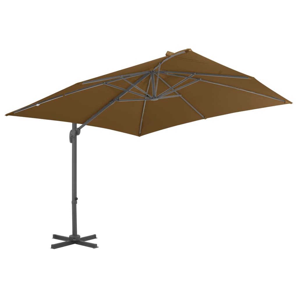 vidaXL Parasol wiszący z aluminiowym słupkiem, 300x300 cm, taupe