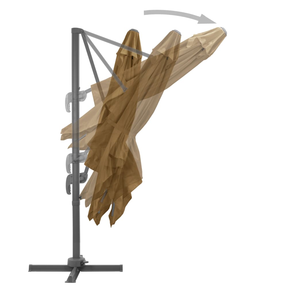vidaXL Parasol wiszący z aluminiowym słupkiem, 300x300 cm, taupe