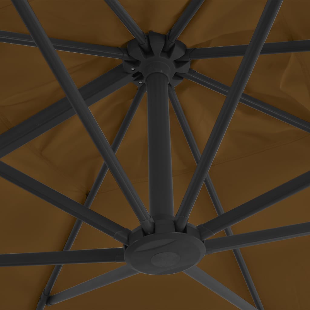 vidaXL Parasol wiszący z aluminiowym słupkiem, 300x300 cm, taupe