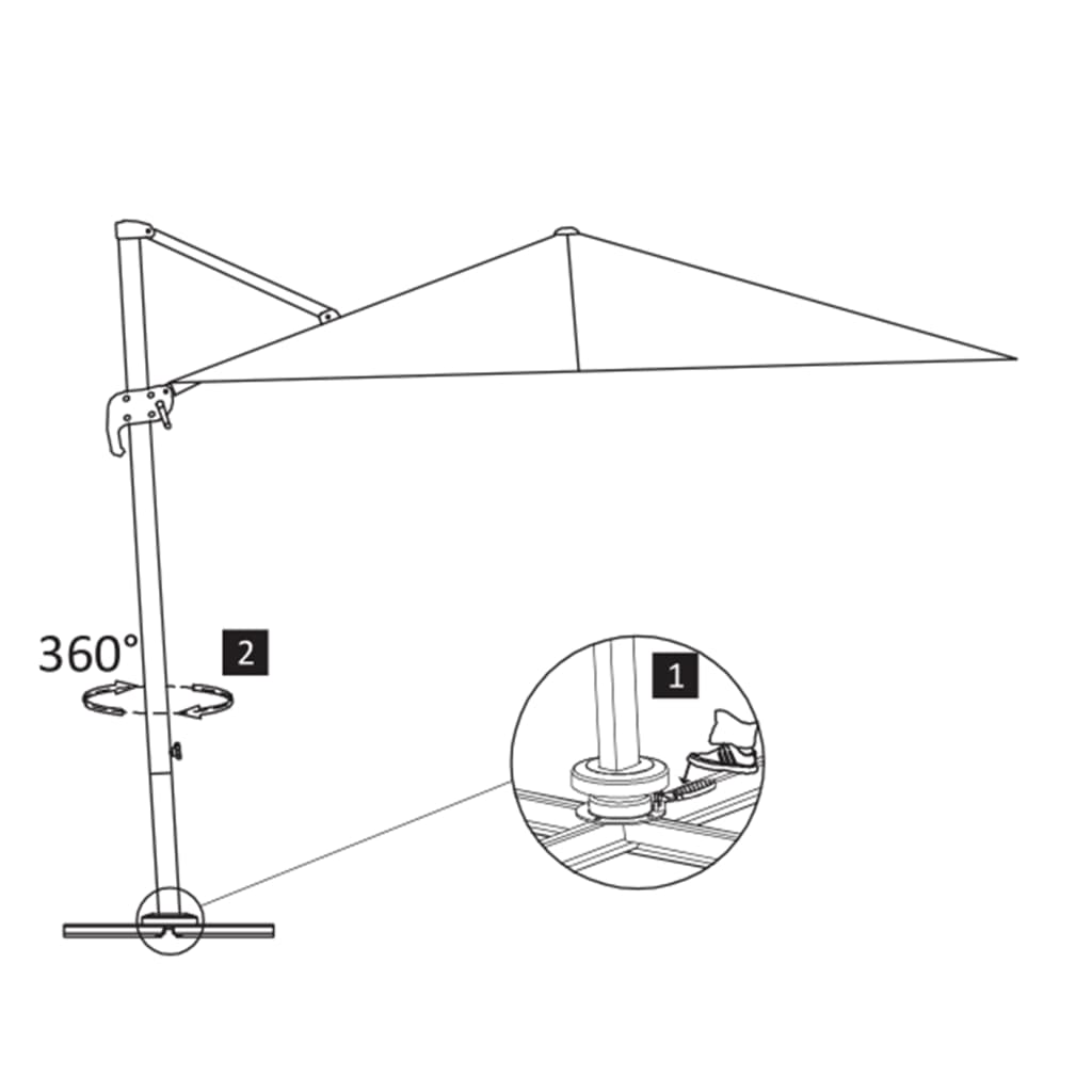 vidaXL Parasol wiszący z aluminiowym słupkiem, 300x300 cm, taupe