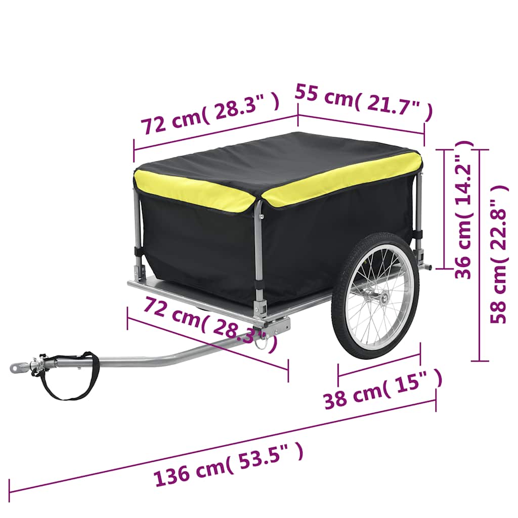 vidaXL Przyczepka rowerowa, 65 kg, czarno-żółta